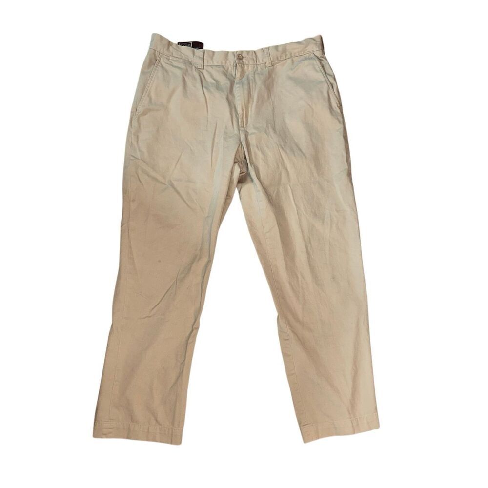 Polo Ralph Lauren Pants Preston Mens 36x30 Khaki 100% Cotton Flat Front Chino